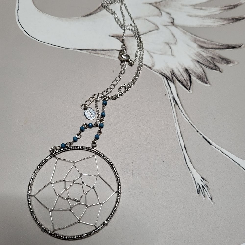 Vintage Y2K Claire's turquoise dream catcher Necklace